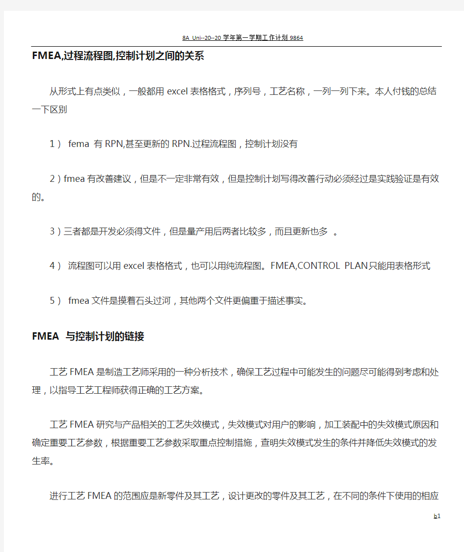 FMEA  过程流程图  控制计划  三者的关系