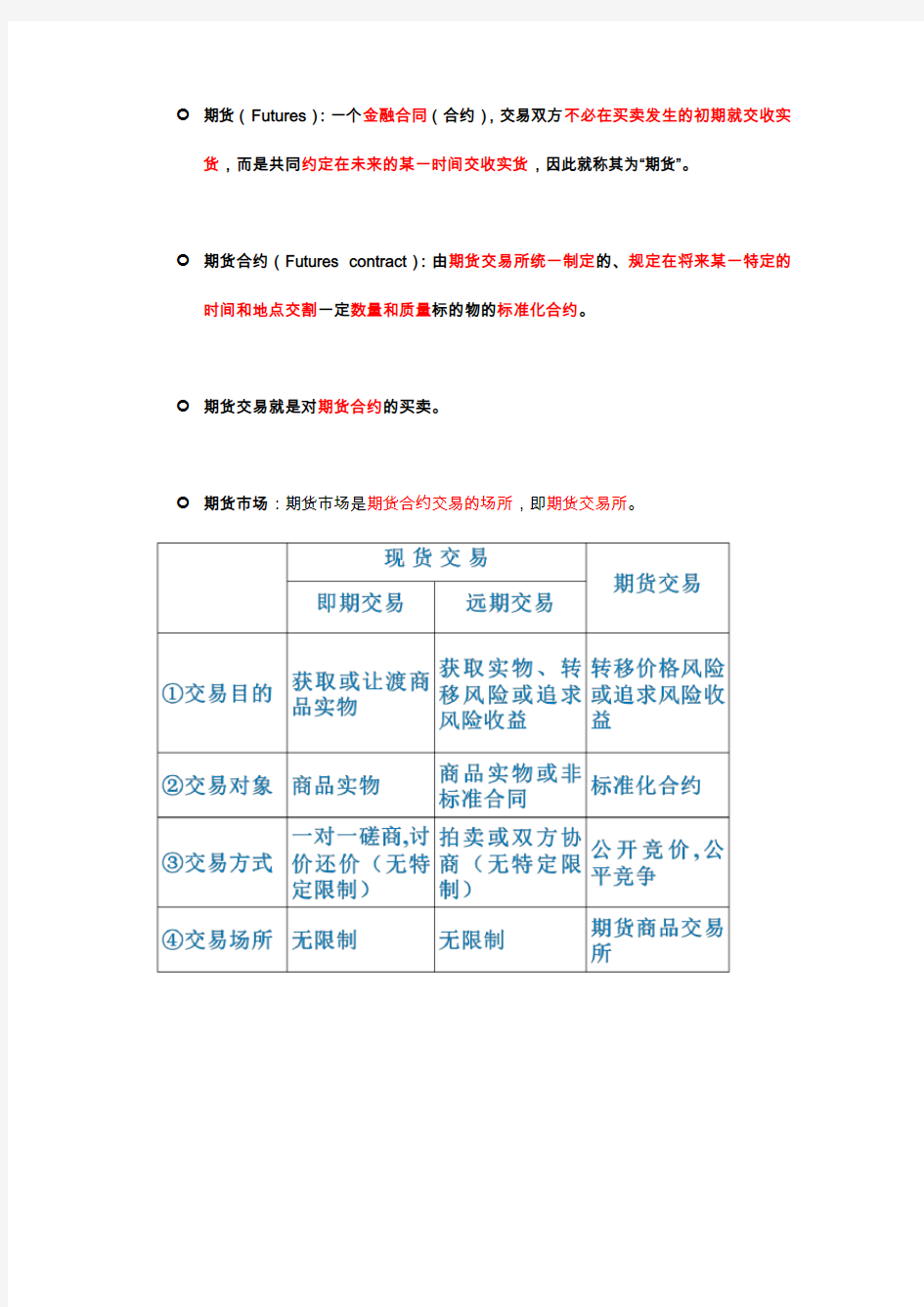 期货的概念及理论