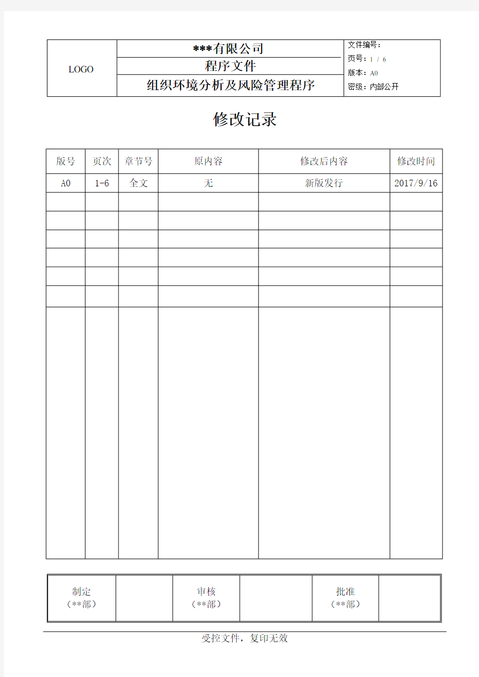 组织环境分析及风险管理程序.docx