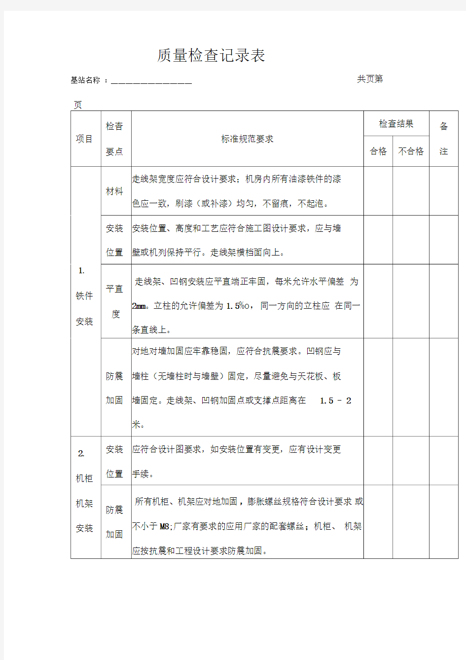 质量检查记录表