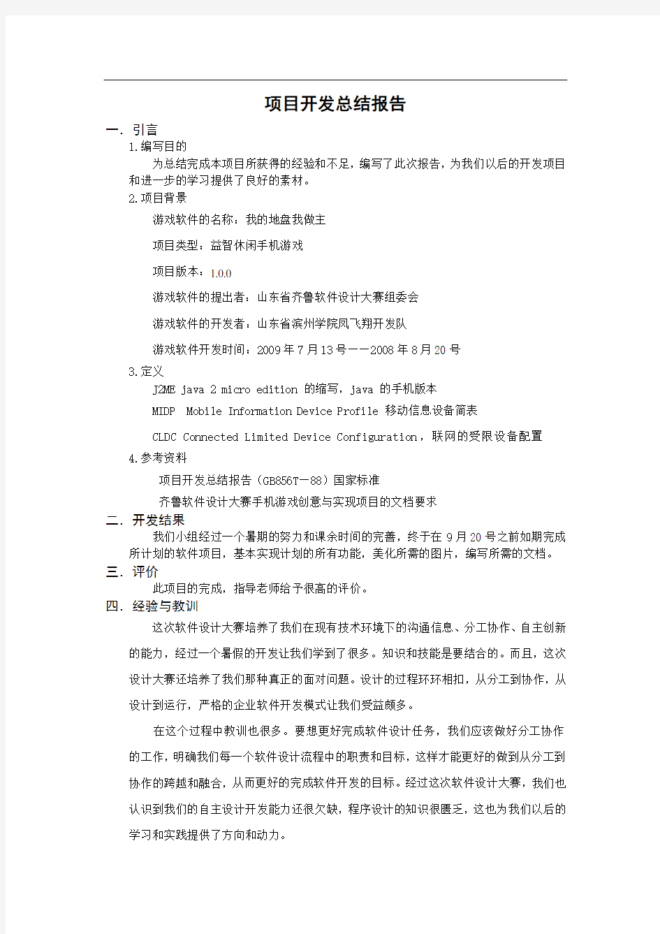 项目开发总结报告