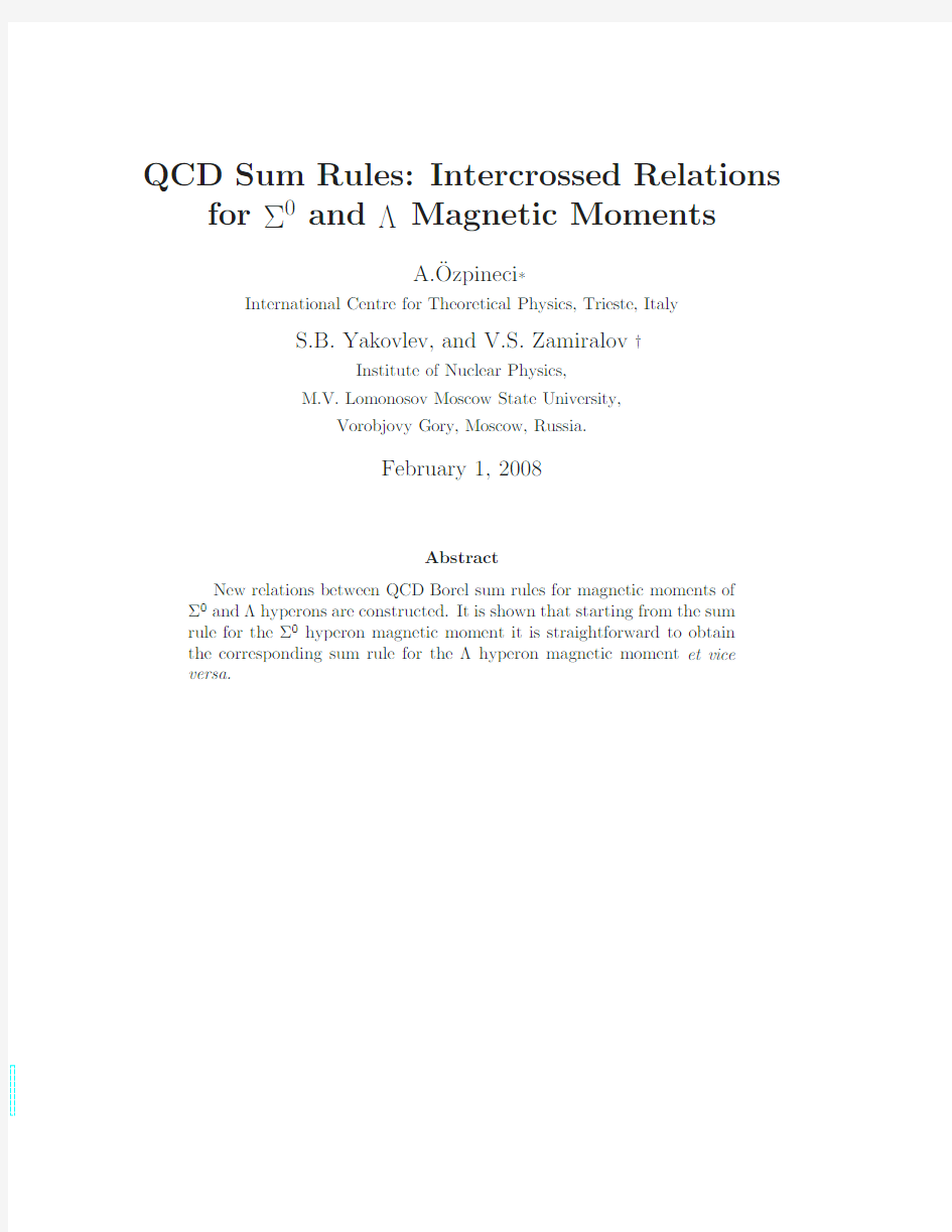 QCD Sum Rules Intercrossed Relations for Sigma^0 and Lambda Magnetic Moments