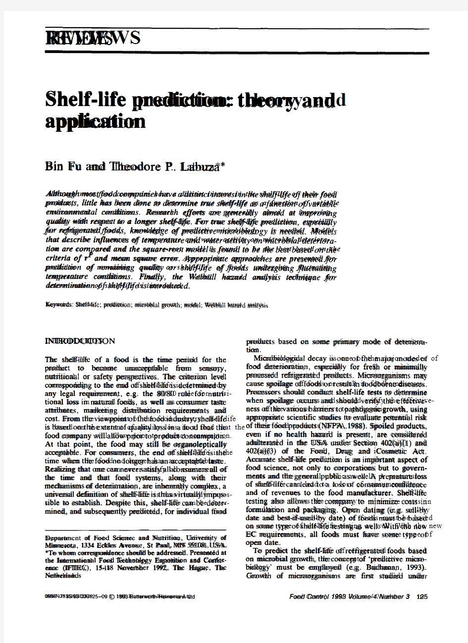 1993Shelf-life prediction theory andapplication