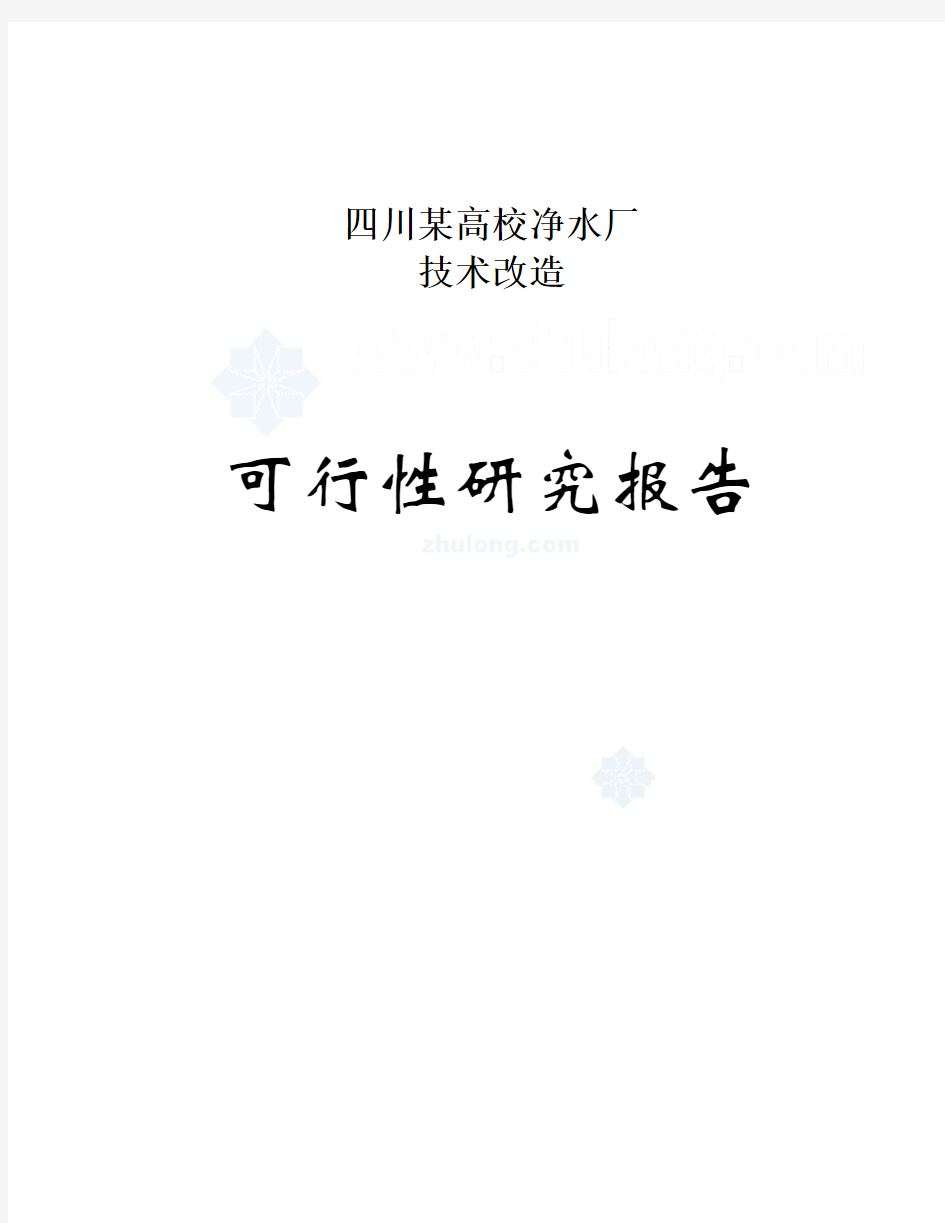 高校净水厂技术改造可行性研究报告