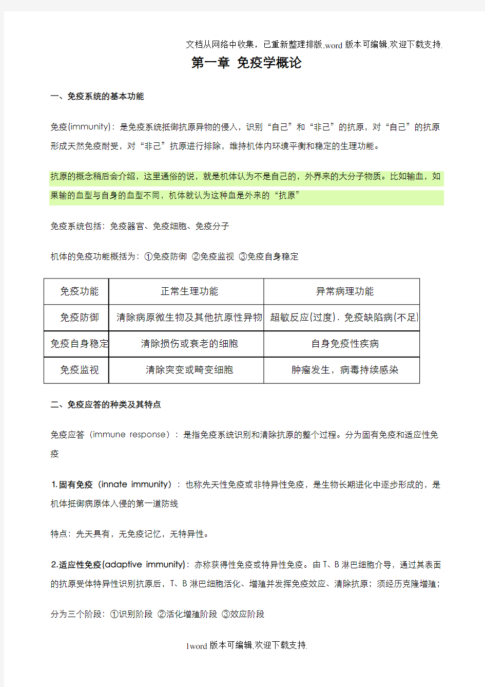 医学免疫学重点知识总结