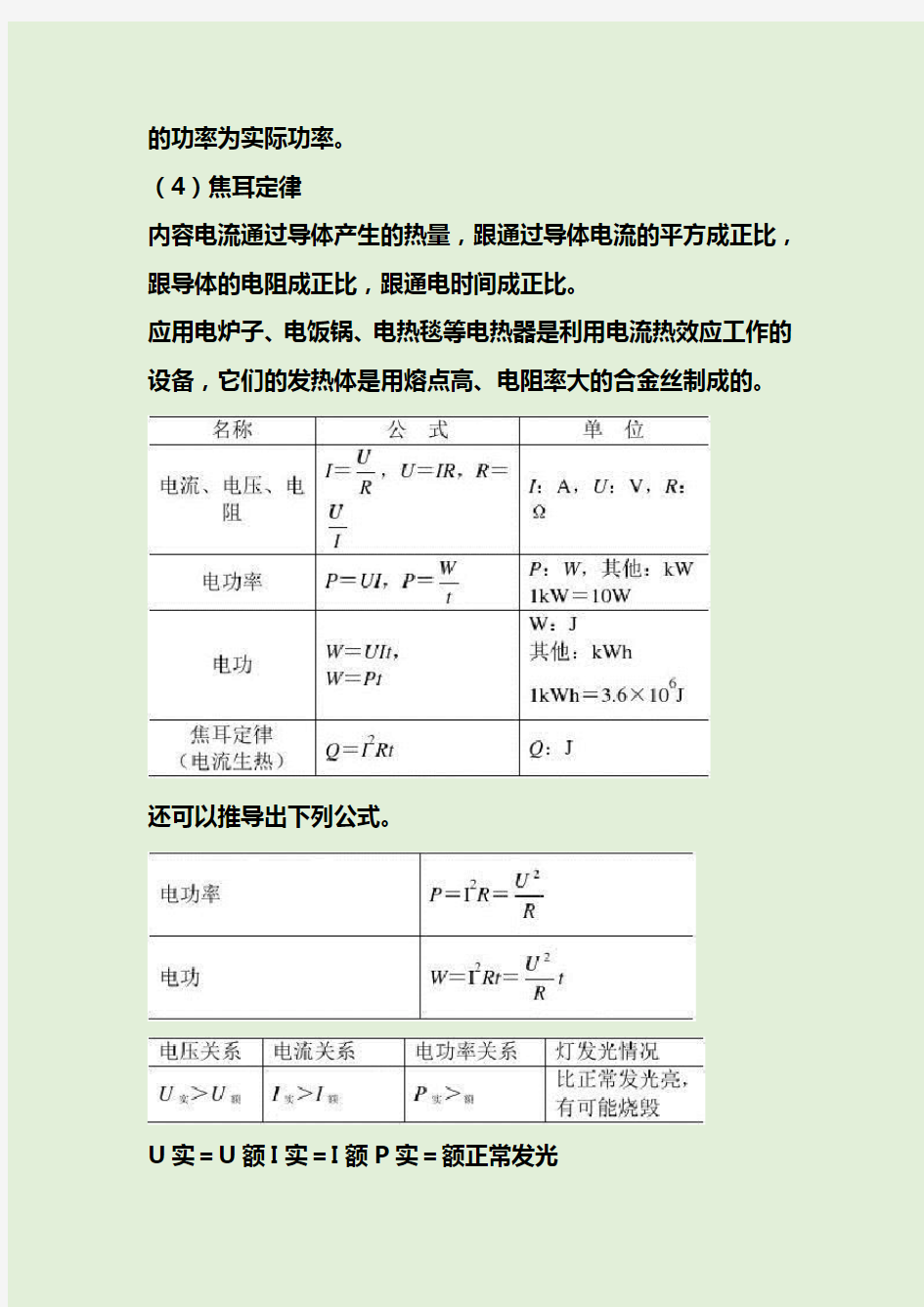 初中物理电功率知识点习题大全(带答案)