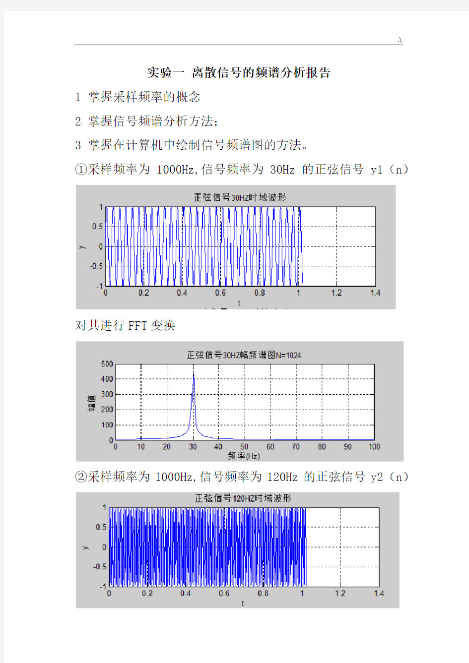 实验一离散信号的频谱分析结果汇报
