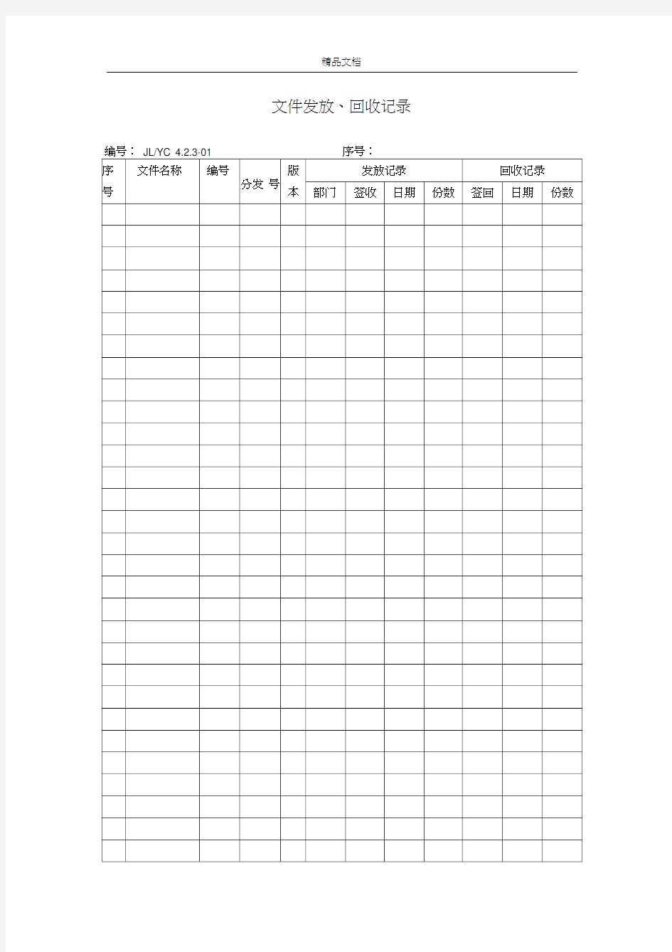 质量管理体系全套表格