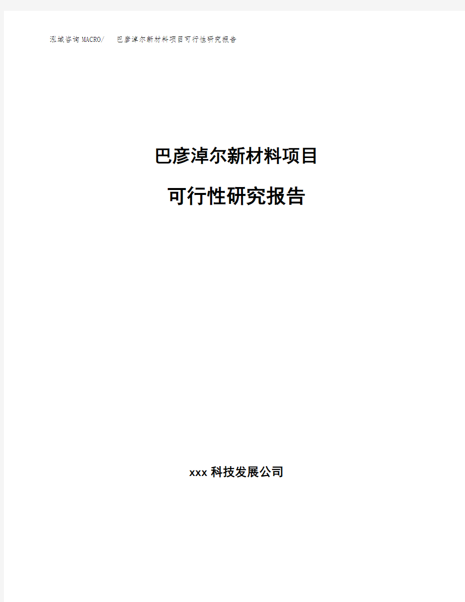 巴彦淖尔新材料项目可行性研究报告