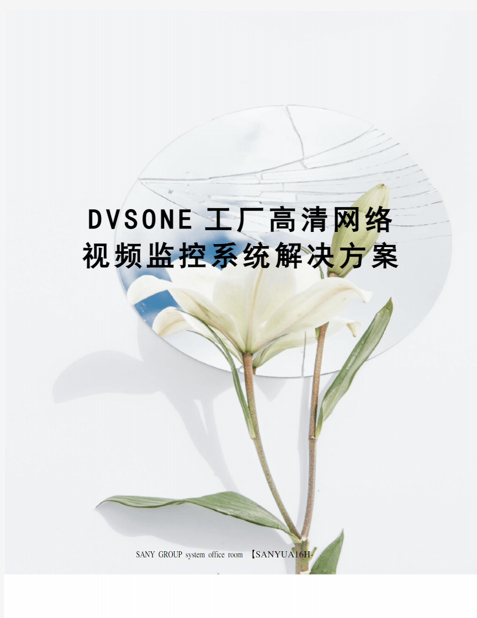 DVSONE工厂高清网络视频监控系统解决方案