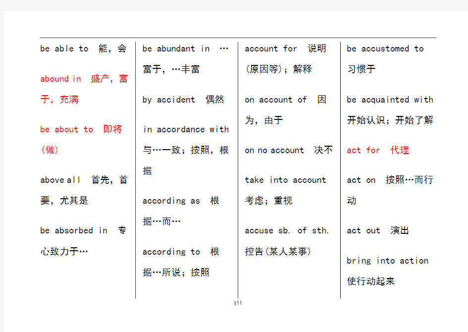 大学英语短语大全