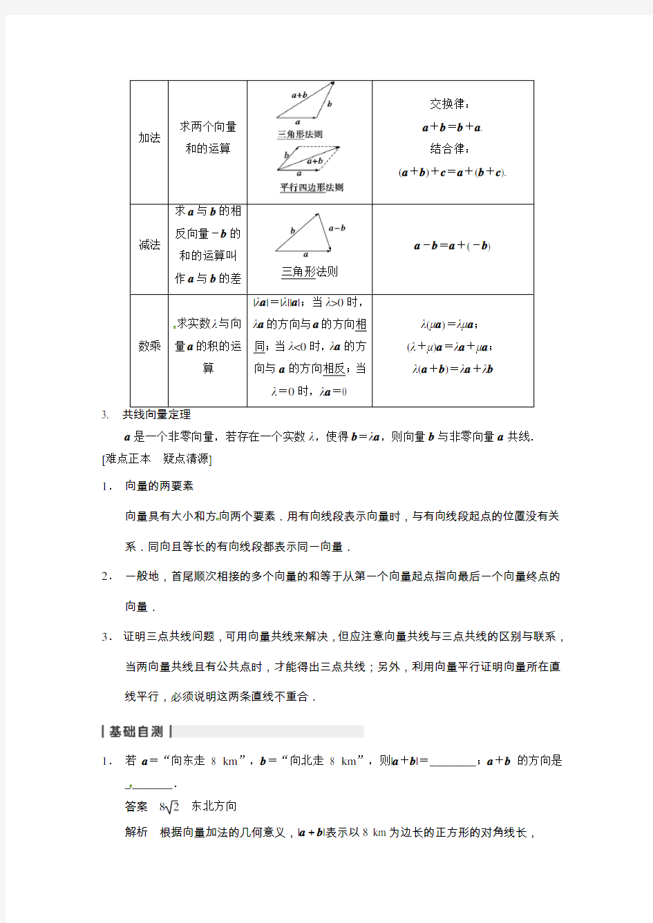 5.1 平面向量的概念及线性运算导学案