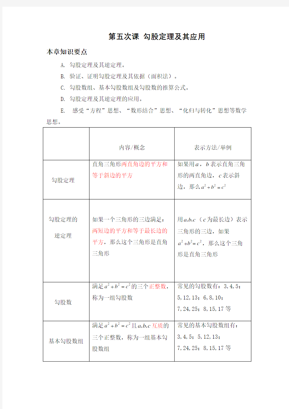 勾股定理及其应用