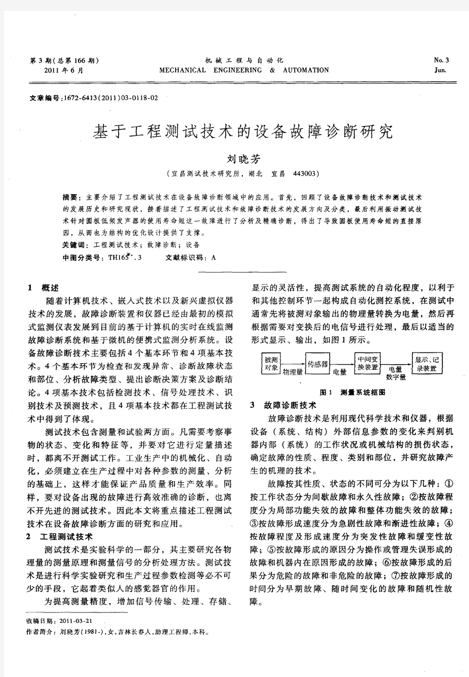 基于工程测试技术的设备故障诊断研究