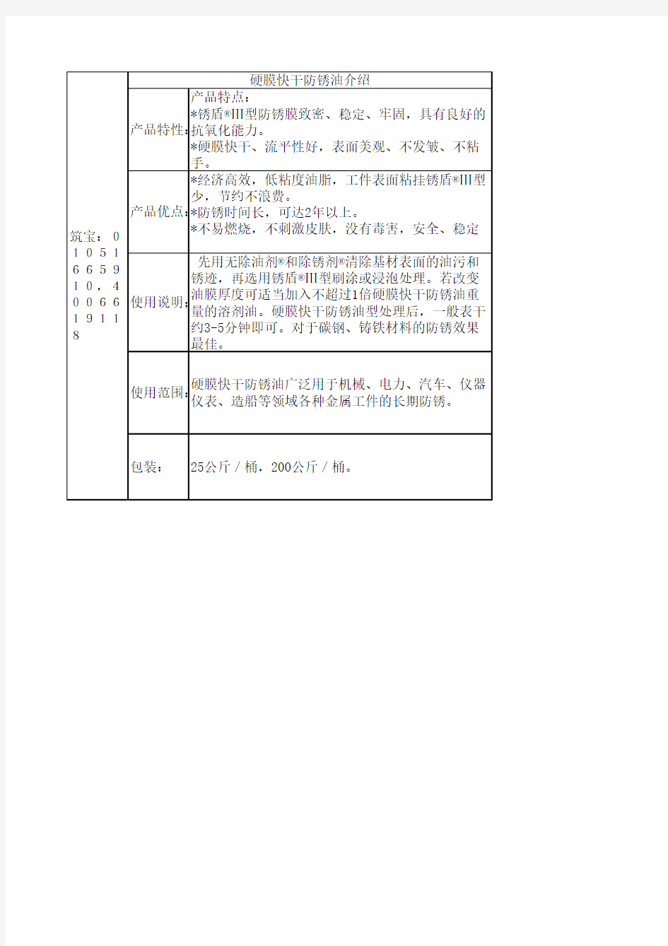 硬膜快干防锈油介绍