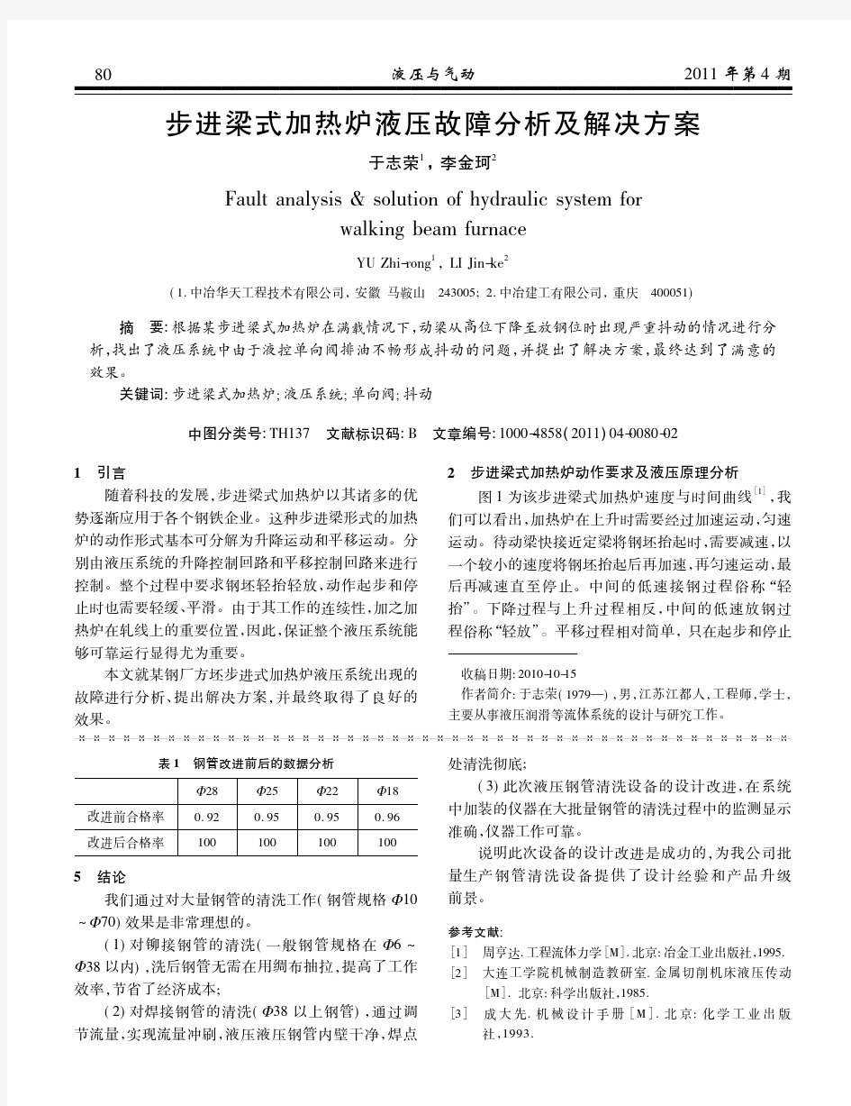 步进梁式加热炉液压故障分析及解决方案