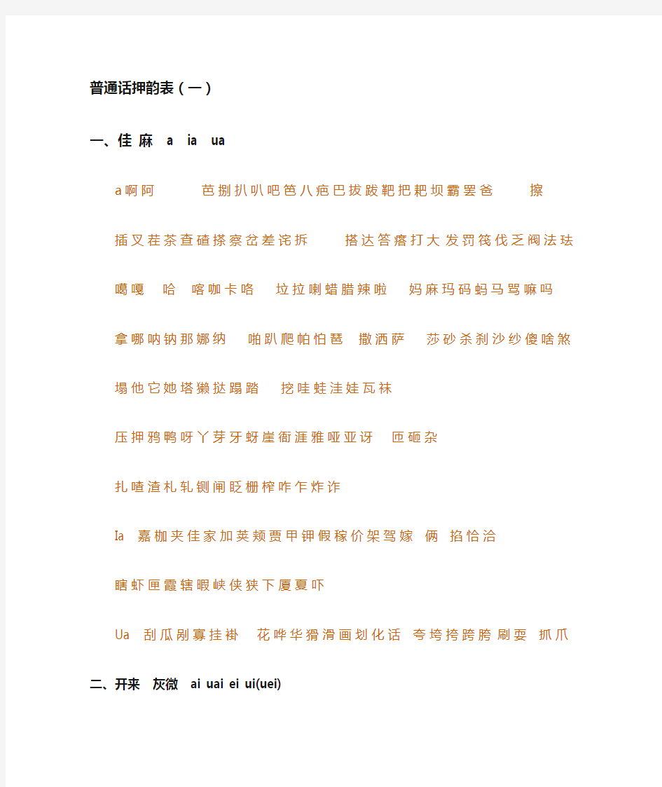 押韵表实用大全(1)