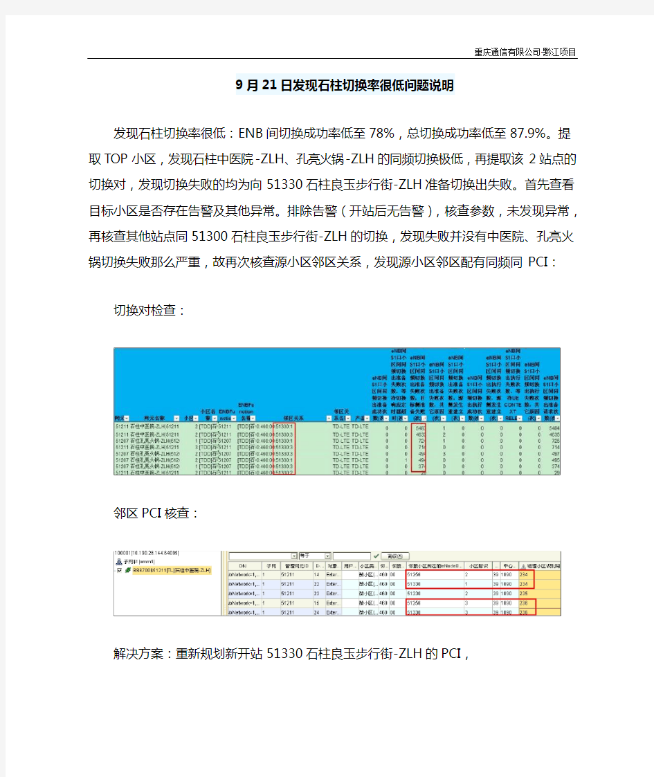 LTE切换成功率低解决方法