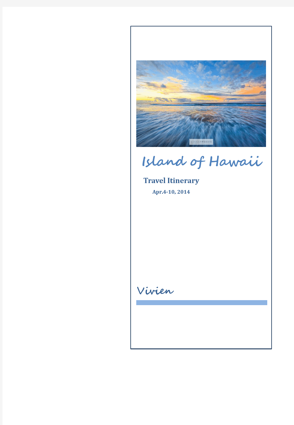 Travel Itinerary Island of Hawaii 夏威夷大岛行程攻略