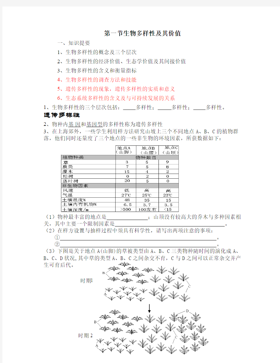 生物多样性(第一轮复习)