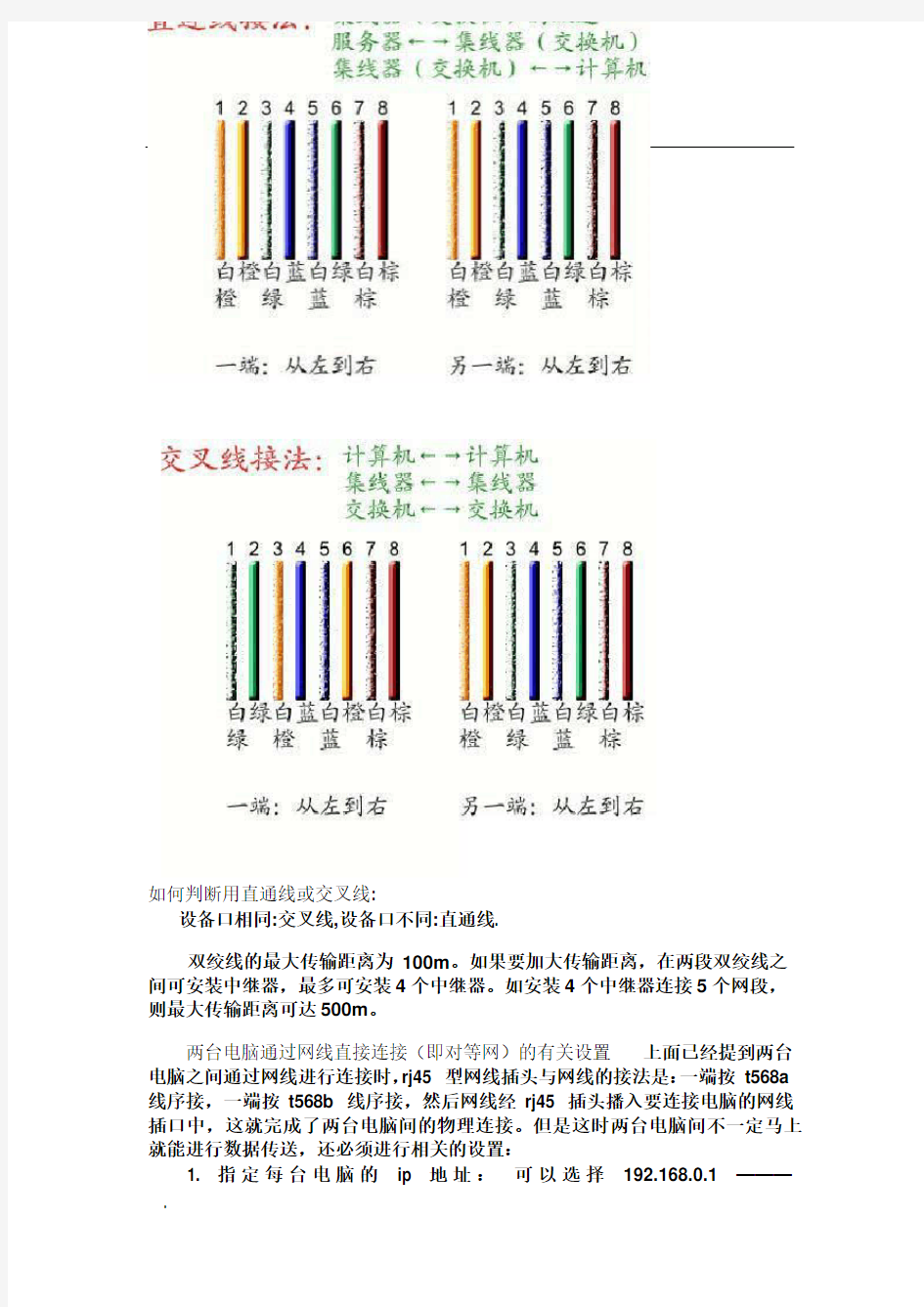 网线水晶头_接法图解 586a和586b