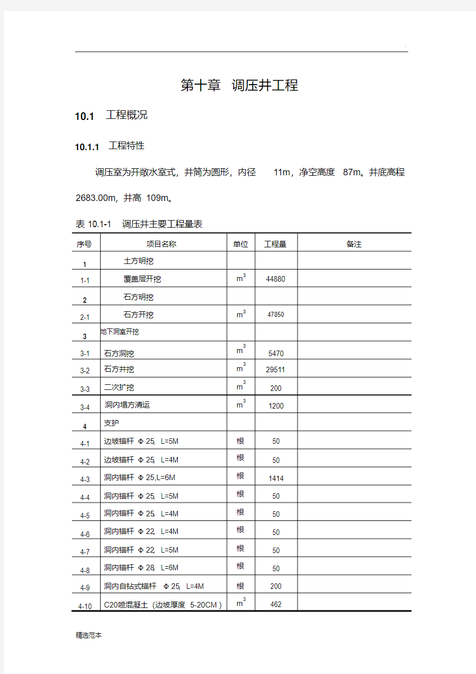 最新调压井工程施工方案