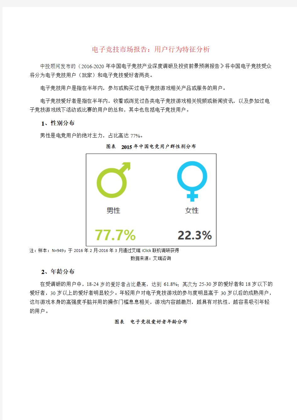 电子竞技市场行情报告：用户行为特征分析行情调研分析