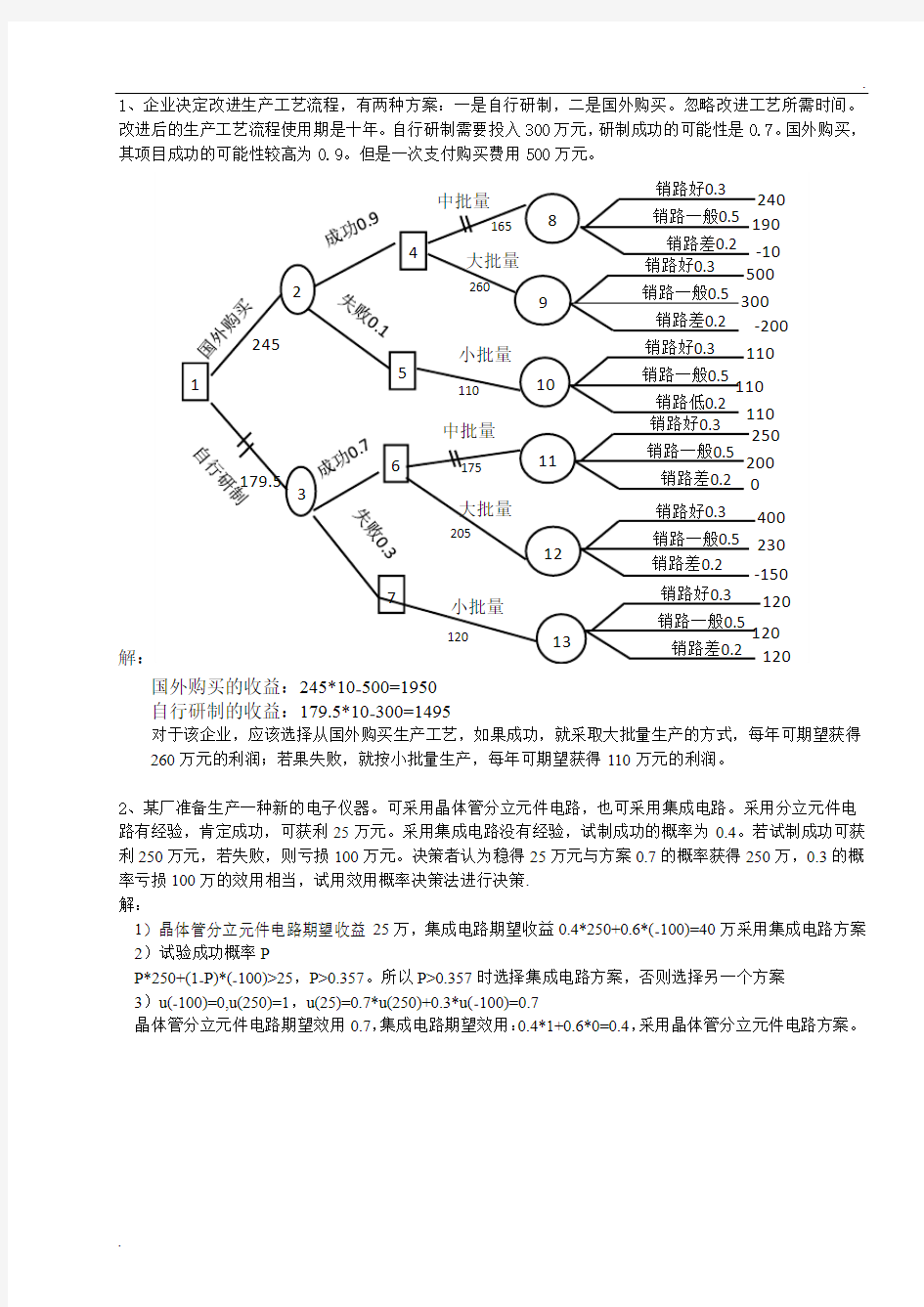 统计预测与决策分析考试复习题