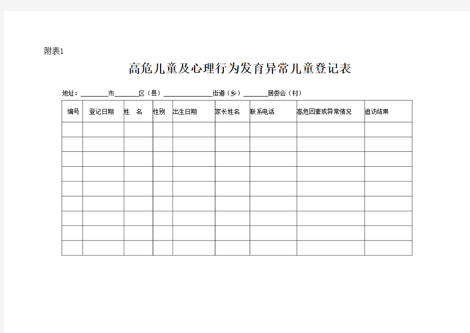 高危儿登记表