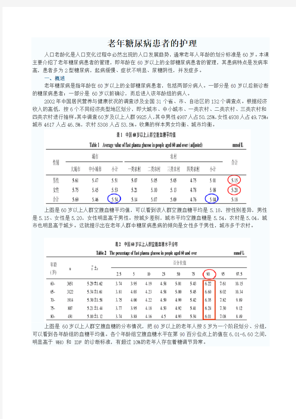 老年糖尿病患者的护理