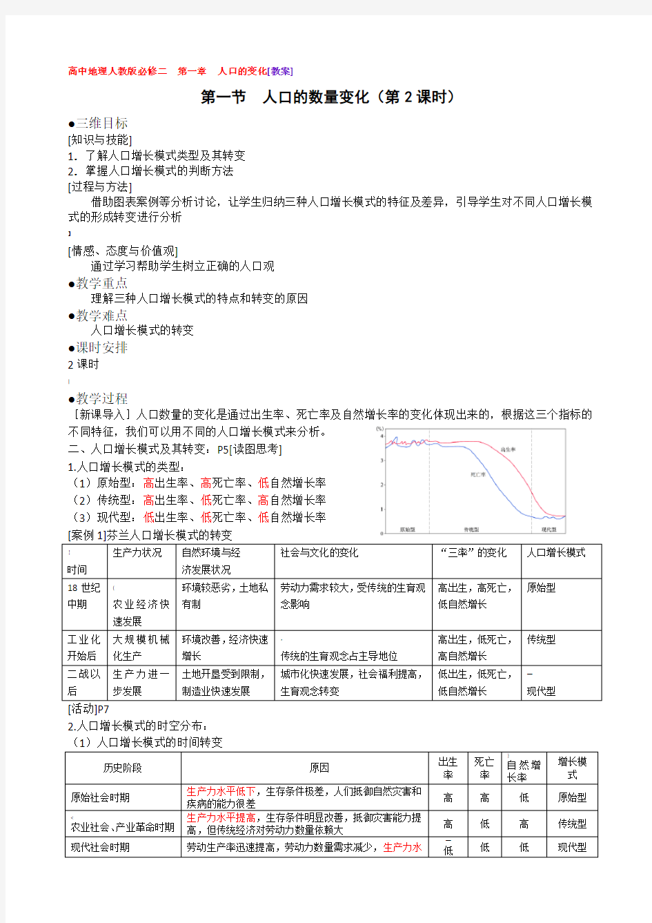 人教版高中地理必修二教案