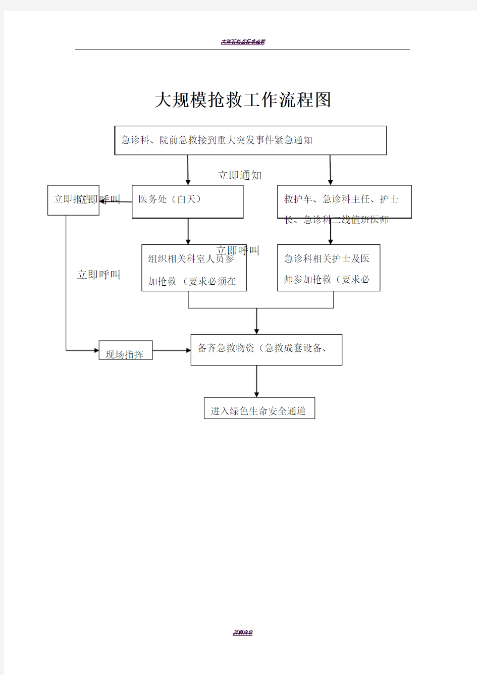 大规模抢救工作流程图