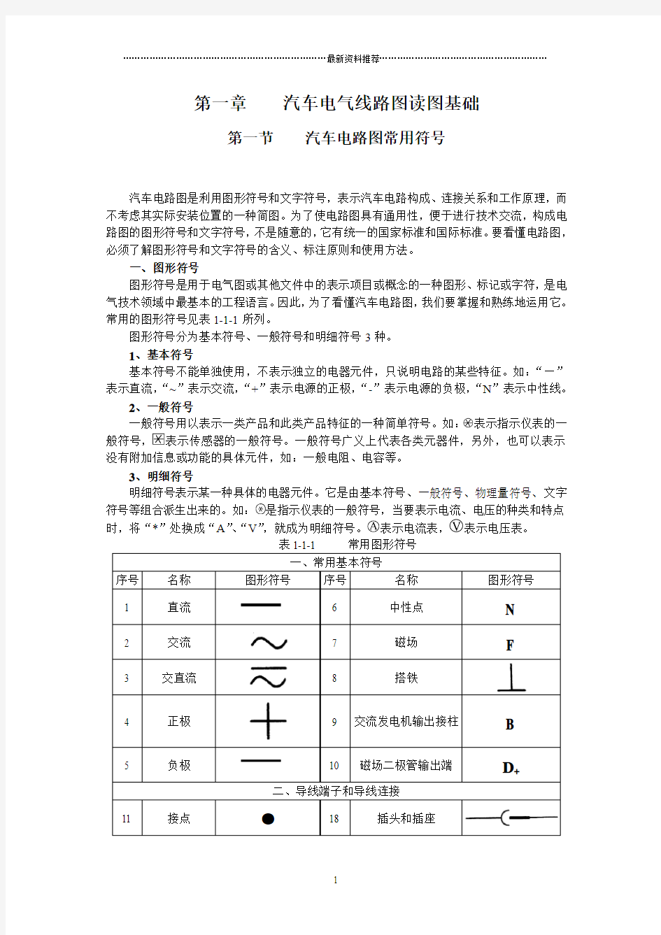 汽车电路图常用符号精编版