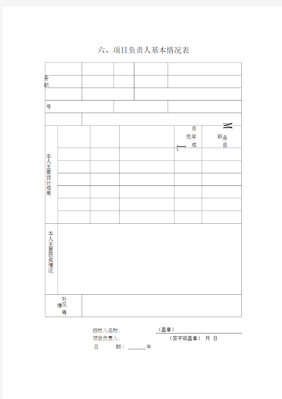 项目负责人基本情况表
