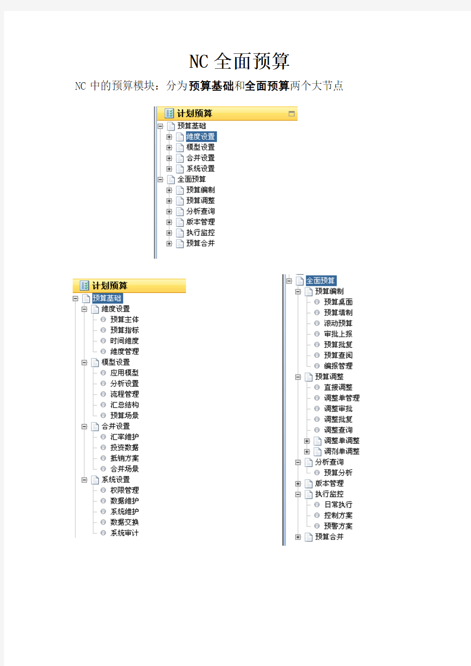 NC全面预算笔记