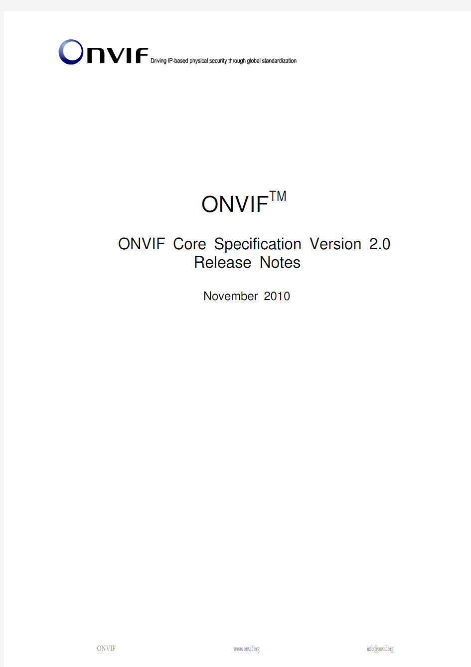 ONVIF的核心规范2.0_ReleaseNotes_ONVIF_CC-CoreSpec2.0_ReleaseNotes