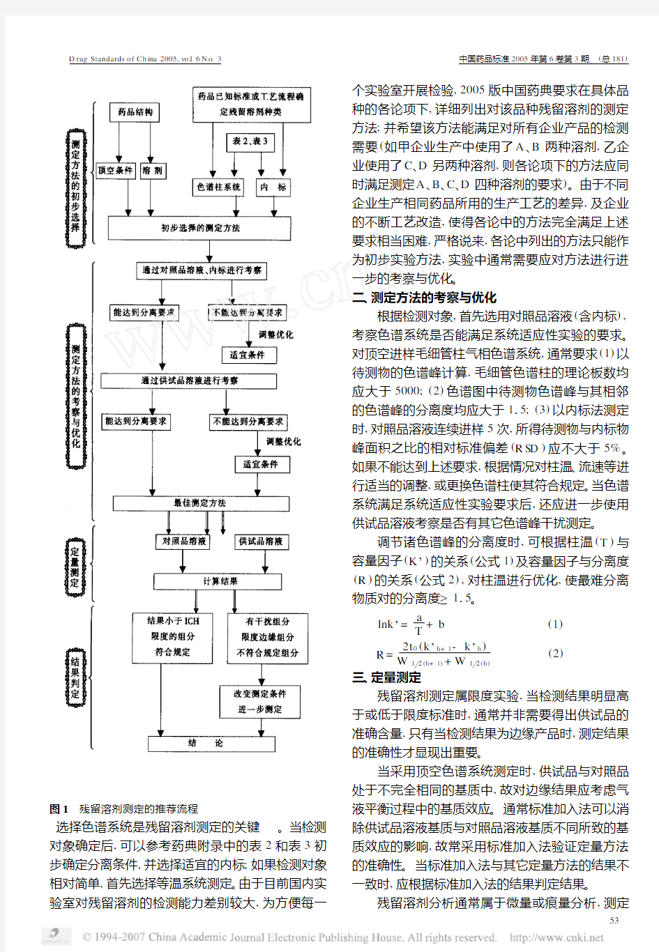 《中国药典》2005年版二部残留溶剂检查法介绍