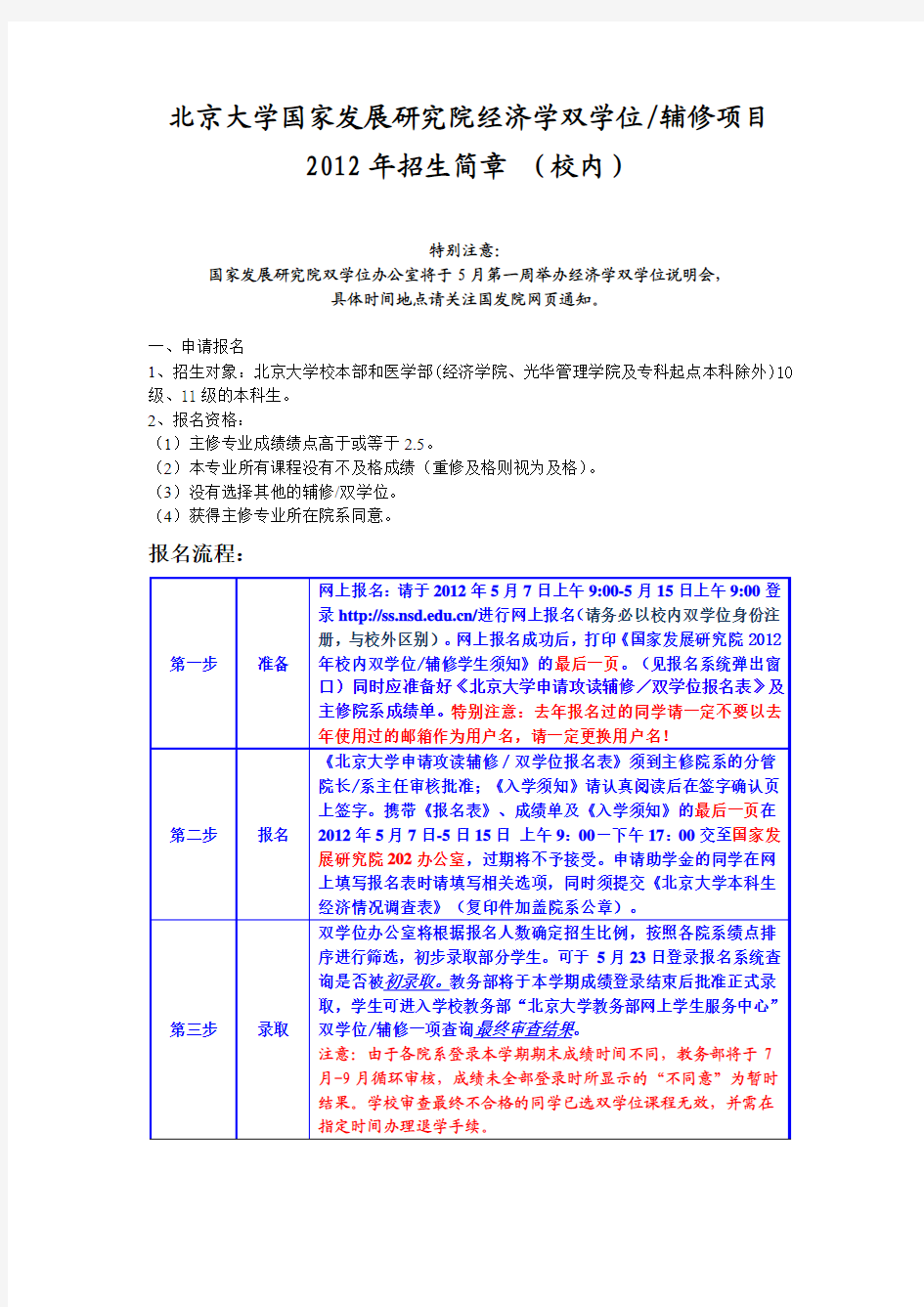 2012国家发展研究院校内招生简章