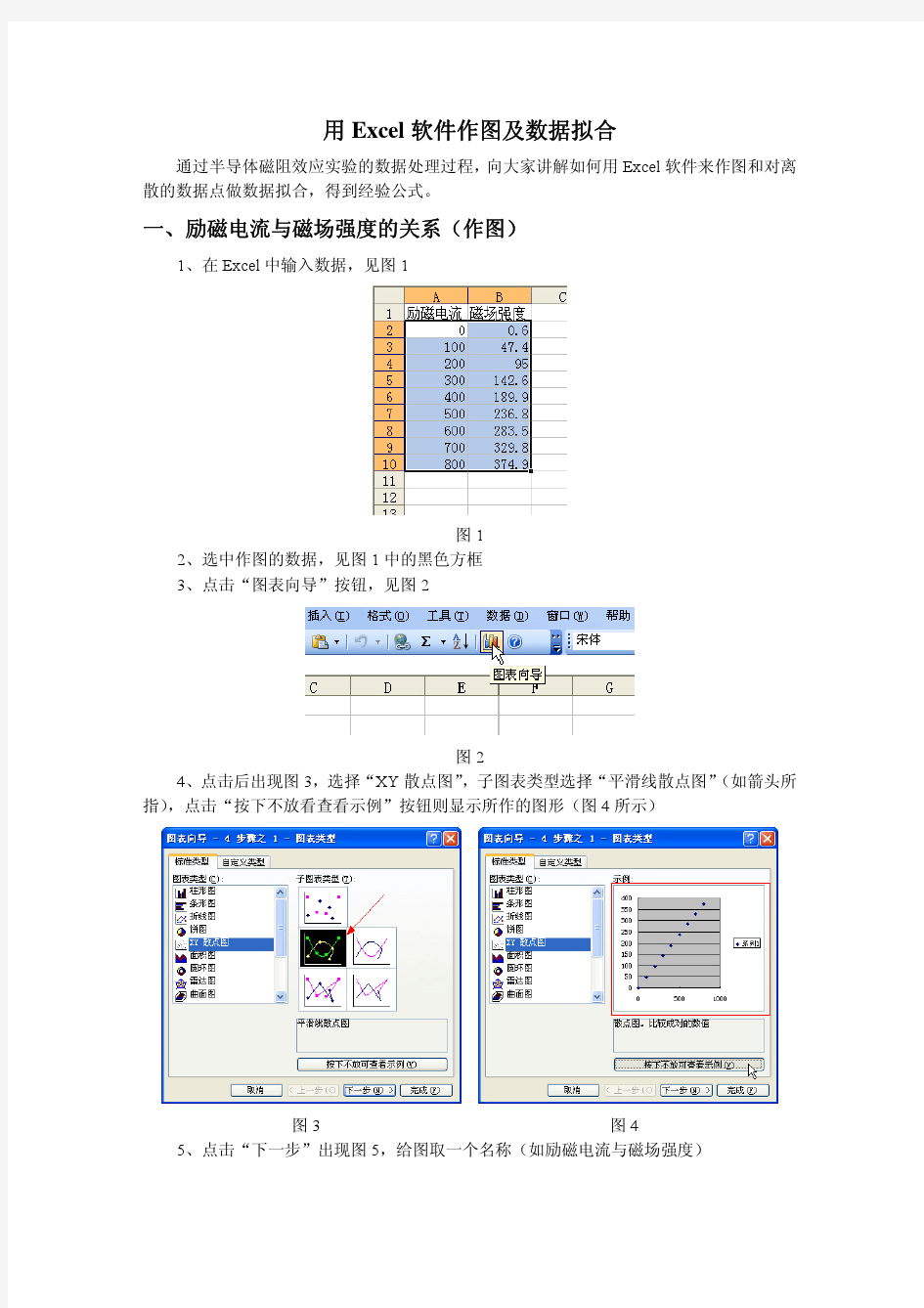 用Excel软件作图及数据拟合