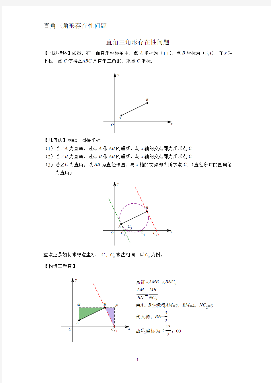 2直角三角形存在性问题