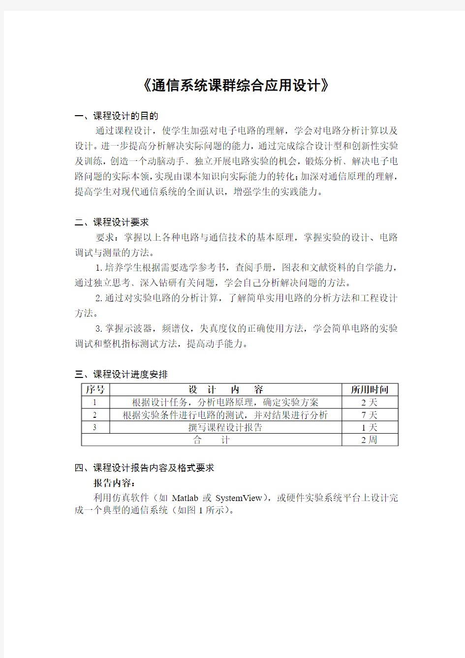 《通信系统课群综合应用设计》要求 2019