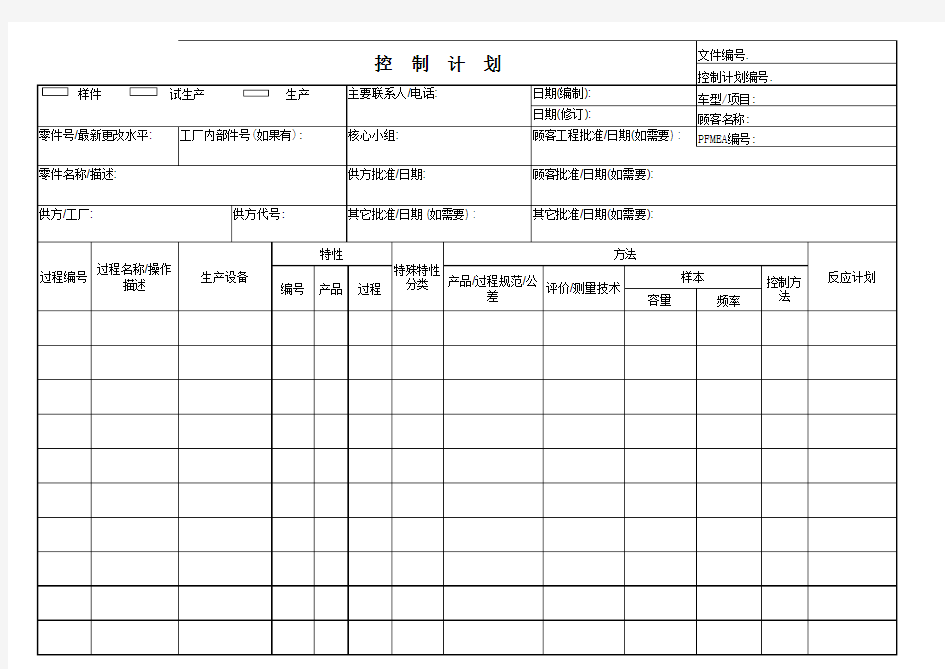 控制计划中文模板