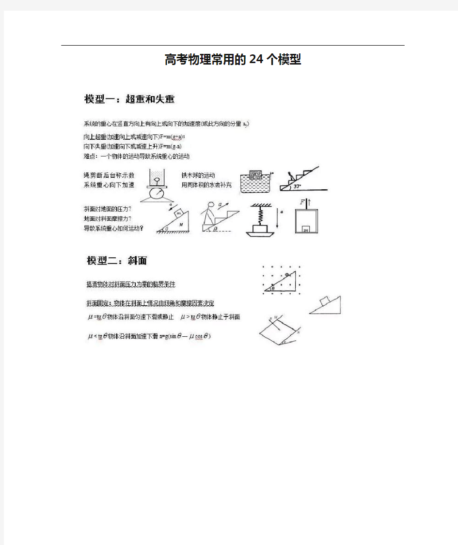 @高考物理常用的24个模型