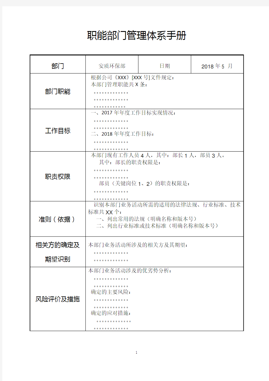 部门管理手册模板