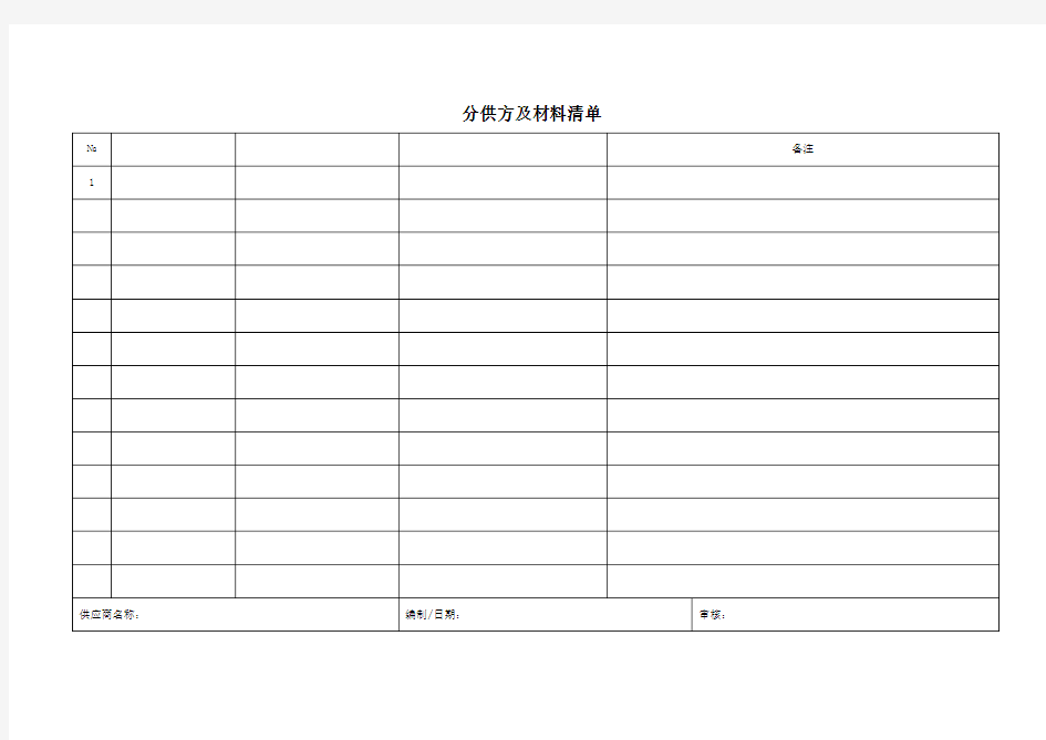 分供方及材料清单模板