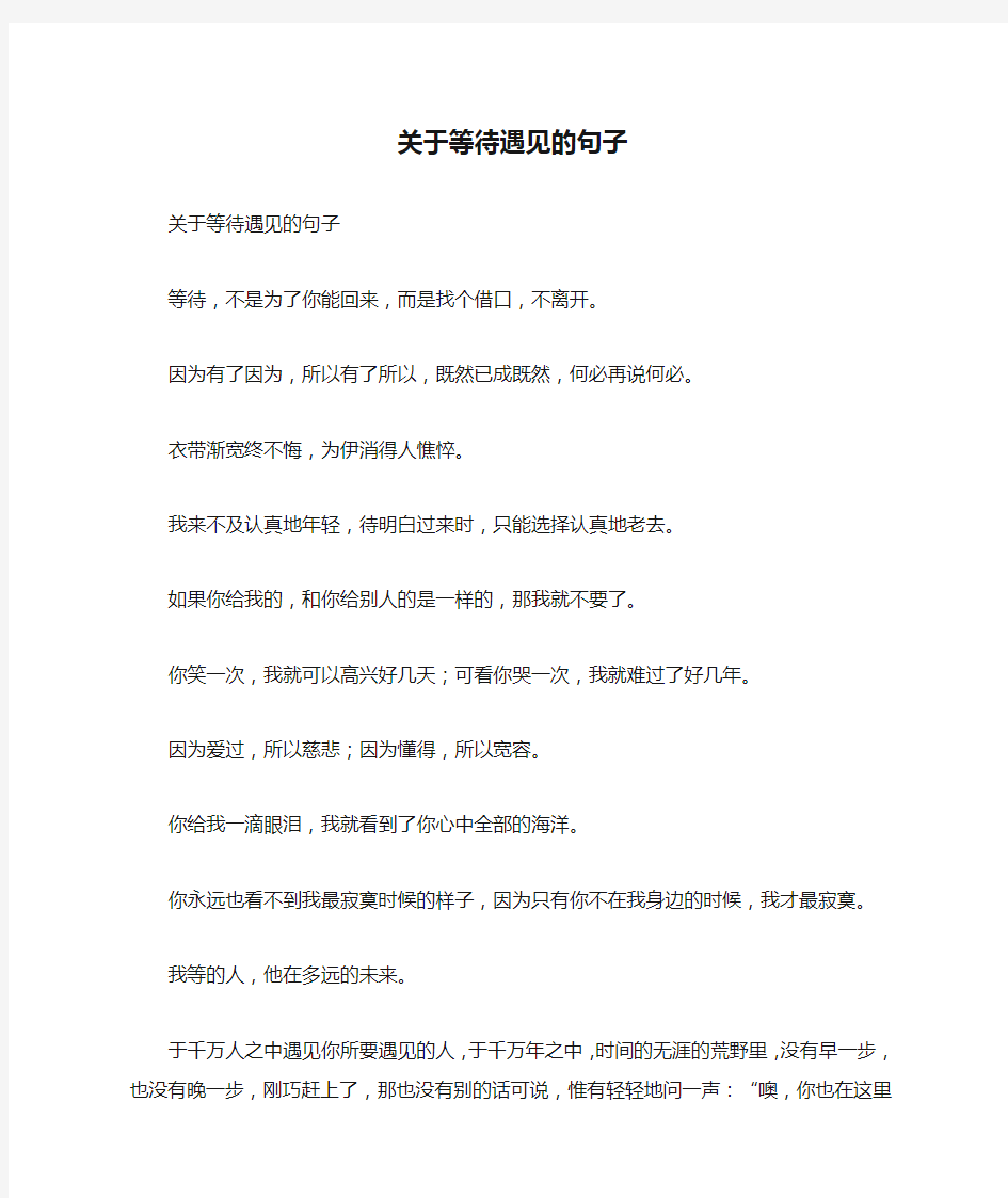 关于等待遇见的句子