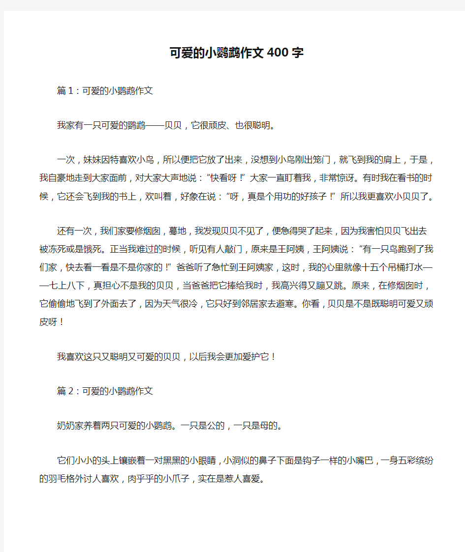 可爱的小鹦鹉作文400字