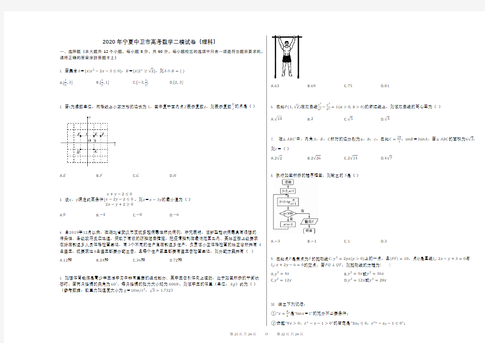 2020年宁夏中卫市高考数学二模试卷(理科)