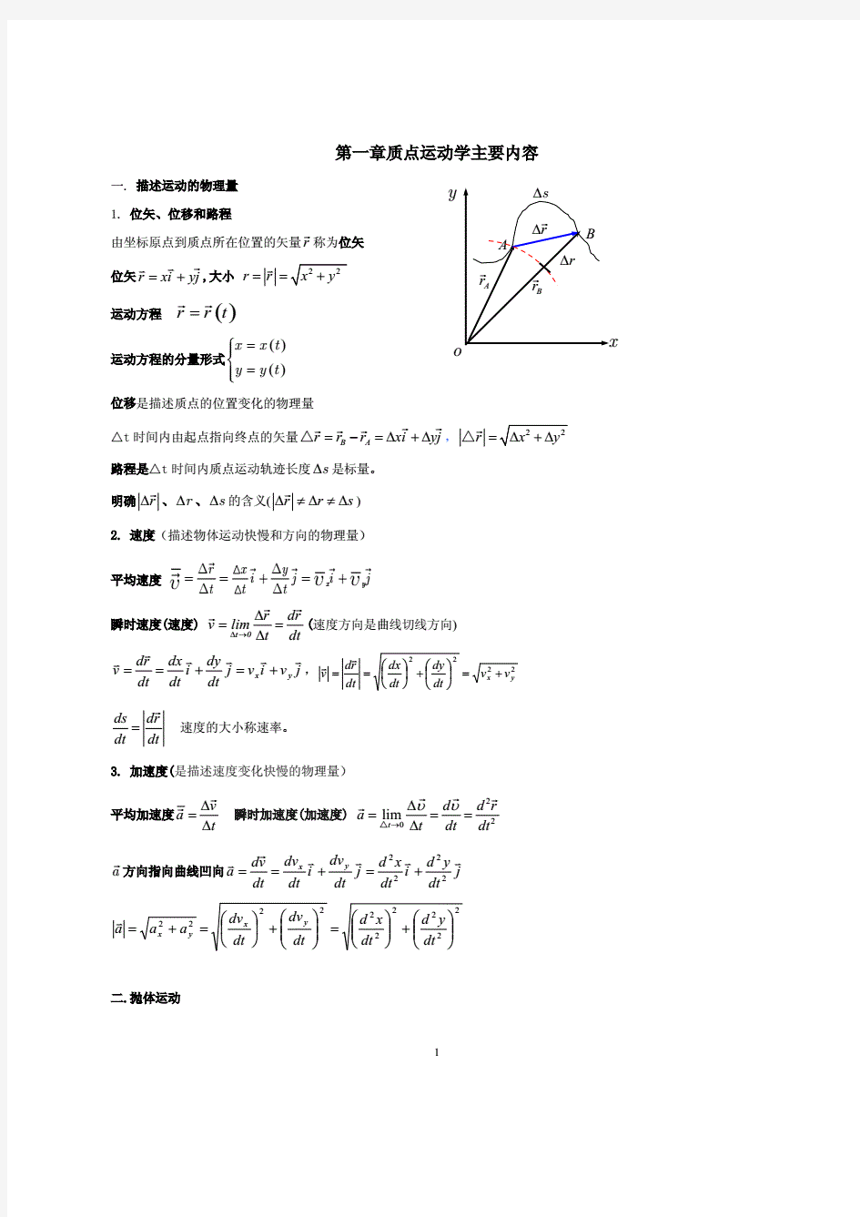 大学物理知识点总结完整版