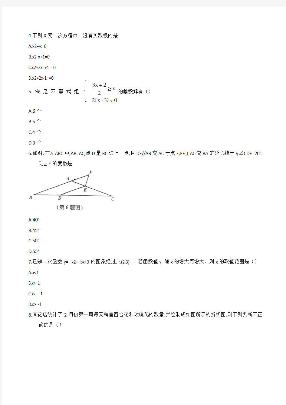 2020年河南省商丘市实验中学中考数学模拟试卷